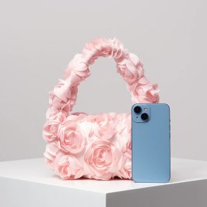 elegant rose handbag – sweet small square wedding & party dinner bag for women (random pattern)