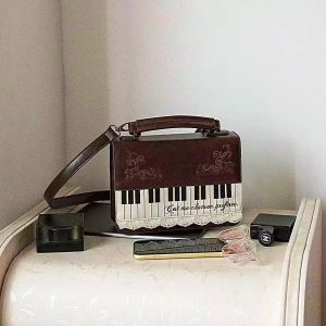 jiaerdi harajuku piano square bag – 2025 vintage brown crossbody fairycore aesthetic handbag for women